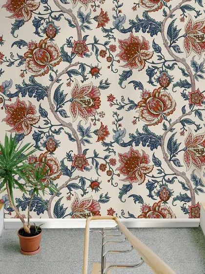 A hallway adorned with our Seamless Baroque Floral Pattern wallpaper is a journey through classic artistry. The design adds a sense of grandeur and elegance to the home.