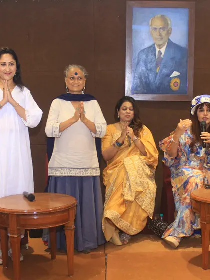 A moment of shared respect and 'Namaskar' with fellow panelists at the Heeramandi event. The camaraderie among the cast and crew was truly special.