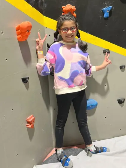 Smiles and peace signs all around! This is what a day at Climb City looks like for our young climbers. We make sure every kid has a fantastic and safe time while learning new skills and making friends.
