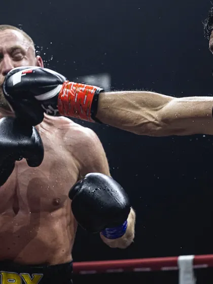 The impact of a perfectly thrown punch, captured in stunning detail.
