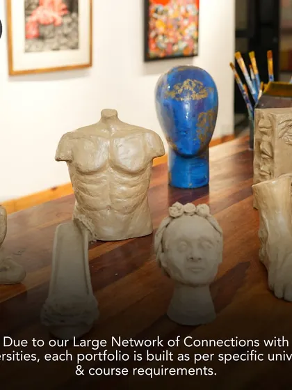 Your portfolio needs to be as unique as you are. I guide students in creating a diverse range of work, from 2D drawings to complex sculptures like these, ensuring each portfolio is tailored to specific university and course requirements.