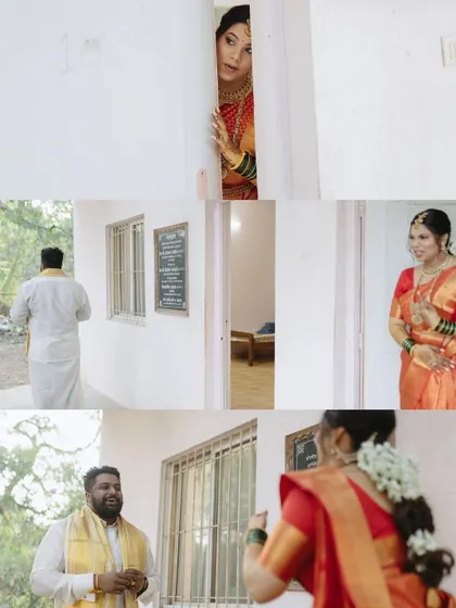 A "first look" story in three parts. This collage captures the anticipation, the reveal, and the joyful reaction, telling a complete emotional narrative of this special, private moment.