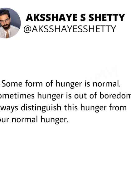 Some form of hunger is normal on a fat loss journey. It's important to distinguish between true hunger and hunger that comes from boredom.