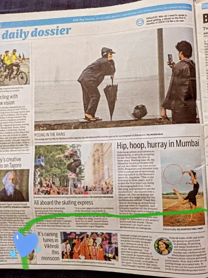 A snapshot of the full newspaper page featuring our monsoon music event. Seeing our community's creative efforts recognized in the daily dossier is incredibly rewarding and motivating.