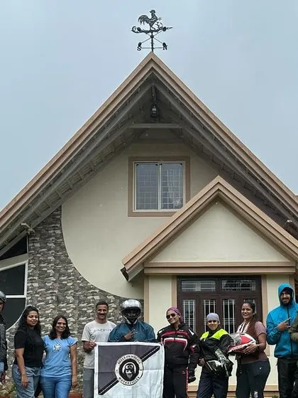 Another shot of our group at the homestay. These trips are about creating a home away from home with your riding family.