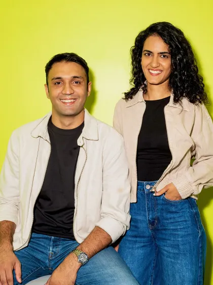 A classic portrait of the founders of Moxie Beauty. Their smiles and easy chemistry reflect the positive energy of their brand.