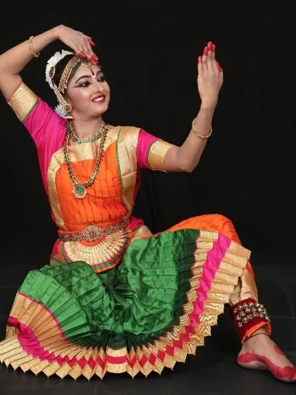 Our best wishes to my student Ashwini for her upcoming Rangapravesha. This photo captures her looking radiant and ready for her solo debut.