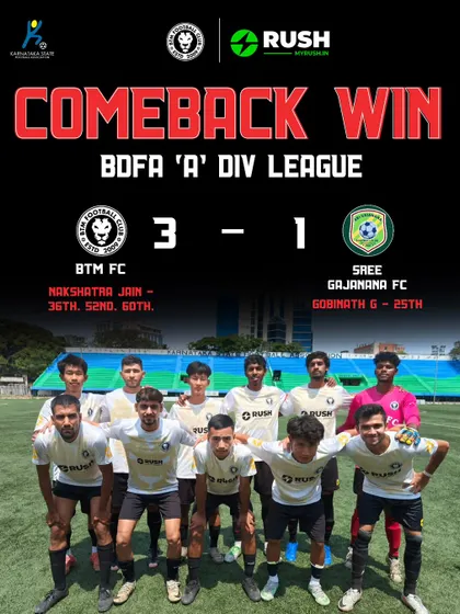 A comeback 3-1 win against Sree Gajanana FC. We went a goal down early but fought together to turn the game around.