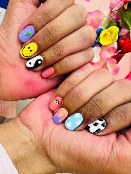 Close-up of the random hand-painted art, showing the detail in each unique design.