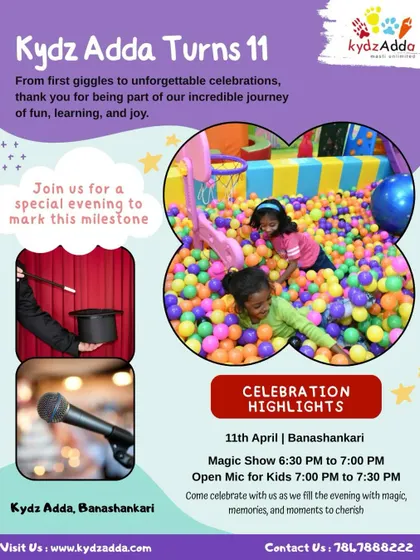 We're turning 11! To celebrate this milestone, I'm hosting a special evening with a magic show and an open mic for kids. It's my way of saying thank you to our amazing community.