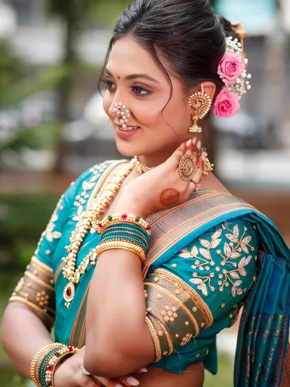 A beautiful portrait from my Maharashtrian bride look demo for my class.