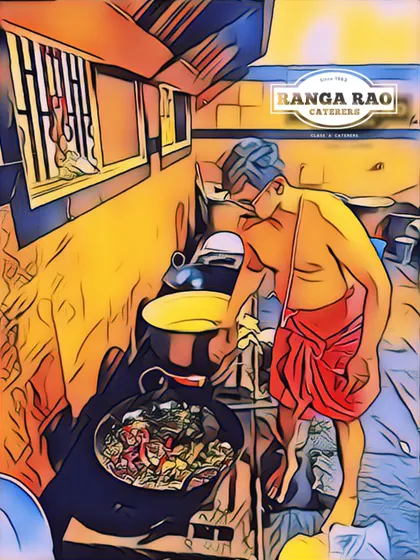 An artistic depiction of our cook at work, capturing the essence of our culinary tradition. This image represents the dedication and skill that goes into every dish we prepare.