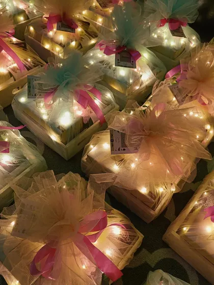 The magical glow of our fairy-lit Diwali hampers. This special touch makes our gifts even more memorable.