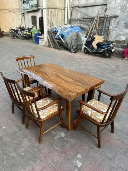 The full dining set, showcasing how the natural wood tones create a warm and inviting dining experience.