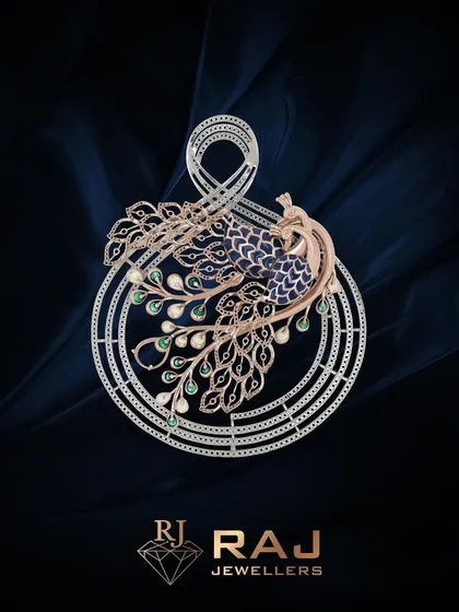 Embrace the luxury of simplicity with this Reti peacock pendant mounting. The design is an elegant fusion of rose gold and white gold filigree, creating an understated yet sophisticated frame for your chosen gems.