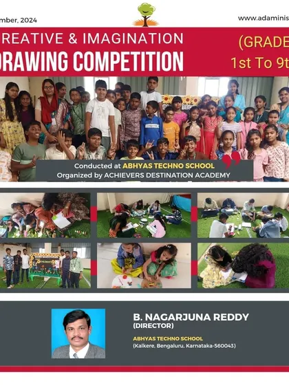 This collage from our drawing competition at Abhyas Techno School in Bengaluru showcases the vibrant energy of the event. We are grateful to the school and its director for supporting this celebration of student creativity.
