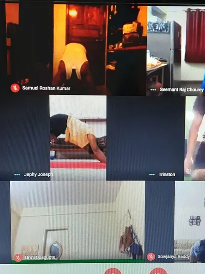 Our members demonstrating perfect form during a virtual class. We ensure you get the guidance you need, even through a screen.