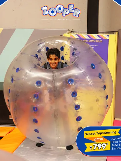 A student gets ready for some bouncy fun in the Zorb ball. It’s one of the many unique activities I offer for an unforgettable school trip.