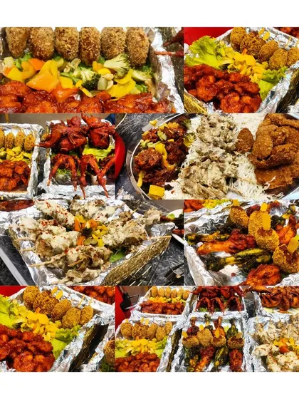 A collage showcasing the sheer variety of starters I offer. It’s a vibrant mix of colours, textures, and preparations, from spicy tikkas to creamy malai kebabs and crispy fried items.