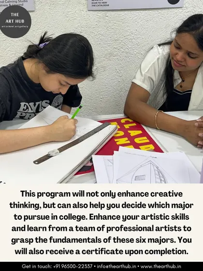 My program not only enhances creative thinking but also helps students decide which major to pursue. Here, an instructor provides guidance on architectural drawing.
