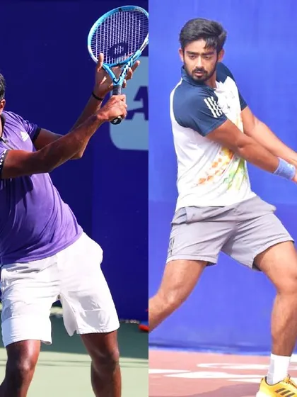 A composite image of two of our players in action, representing our team at the ITF Men's Futures in Delhi.