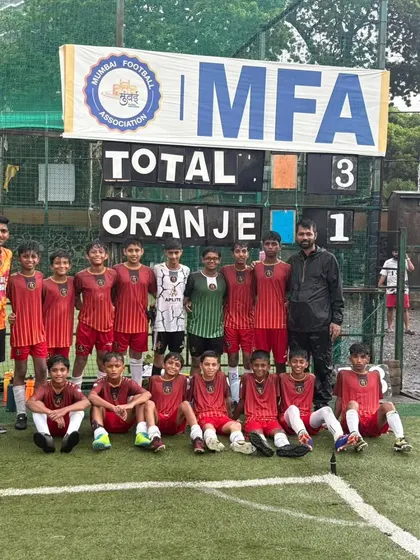 The U13 team celebrating a 3-1 victory that secured their place in the MFA YPL semi-finals.