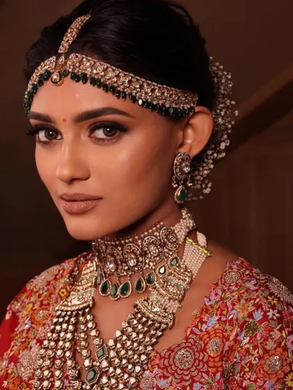 A close-up of a classic bridal look. Master the art of timeless beauty in my five-day Ludhiana masterclass.