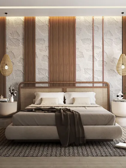 A fourth image of the same rattan bedroom, emphasizing its popularity and our expertise in this design style. The balance of textures and neutral colors creates a truly restful retreat.