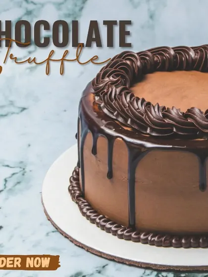 Our classic Chocolate Truffle cake is a dream for purists. It features layers of moist chocolate sponge and silky, rich chocolate truffle ganache with a beautiful drip effect.