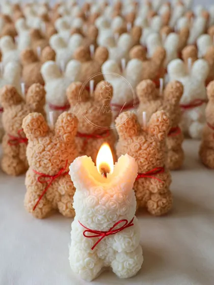 An army of my Rose Bear candles, ready for a baby shower. It's so fulfilling to create these special favors for such a happy occasion.