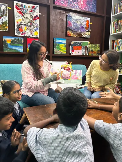 A storytelling session in our East Meets West Library, where boys and girls listen to a fairytale. We believe stories of kindness, bravery, and resilience are for everyone, helping every child see themselves as a hero.