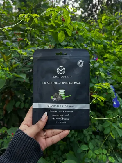 An anti-pollution sheet mask from The Man Company, because even gym bros need a little pampering and self-care.