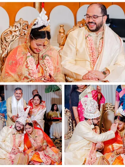 A collage of key Bengali wedding rituals, including the sindoor daan. These photos capture the essence and emotion of the ceremony.