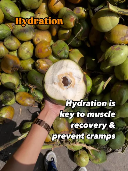 Hydration is key to muscle recovery and preventing cramps. Something as simple as coconut water can be a great way to replenish electrolytes after a tough workout.