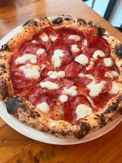 Another shot of our classic pepperoni pizza, because it's just that good.