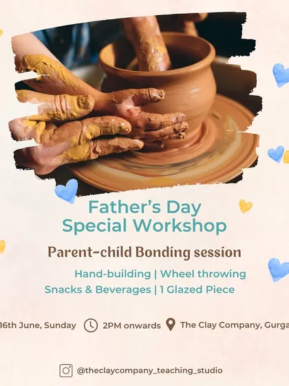Our Father's Day special workshop is a parent-child bonding session filled with hand-building, wheel throwing, and lots of fun. It's the perfect way to celebrate dad.