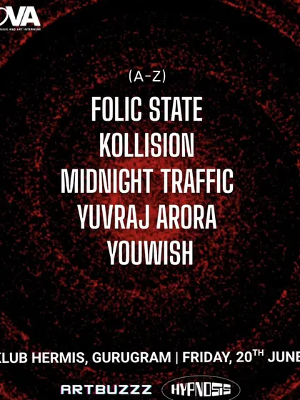 The artist list for the 'Nova' event, showing the alphabetical lineup.