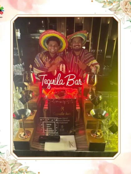 Our Tequila Bar, complete with sombreros and ponchos for our bartenders. This fun and festive setup is perfect for bringing a lively, celebratory vibe to any event.