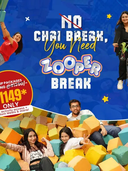 No chai break, you need a Zooper break. My park offers the perfect escape for teams to recharge with activities like sky cycling, climbing, and jumping.