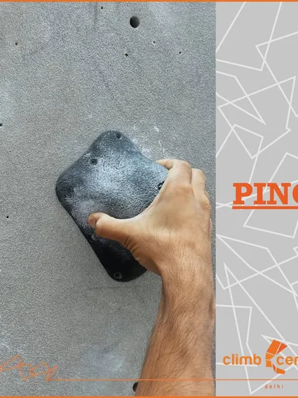 The Pinch grip, where you squeeze a hold using your thumb in opposition to your fingers, is excellent for building hand and forearm strength.