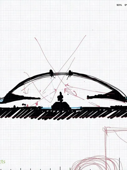 A sectional sketch exploring the design of the main meditation dome. The goal was to create a vast, column-free space that feels both grand and intimate.