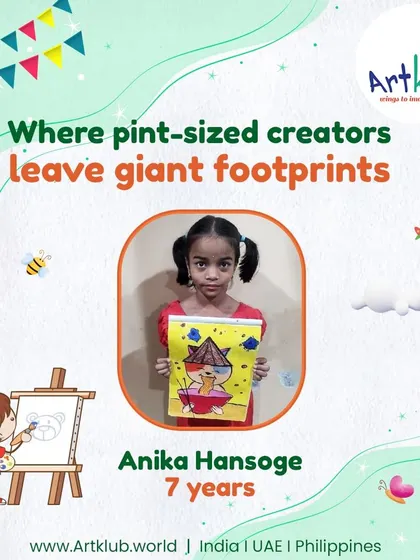 Anika, age 7, leaves a giant footprint with her pint-sized creation of a bear in a teacup.