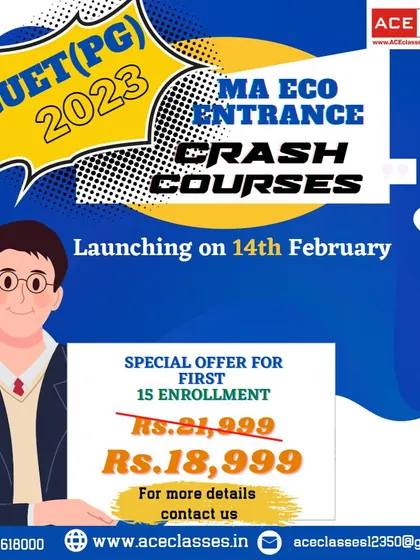 Launch announcement for our CUET (PG) 2023 MA Eco Entrance crash courses, with a special offer for the first 15 enrollments.