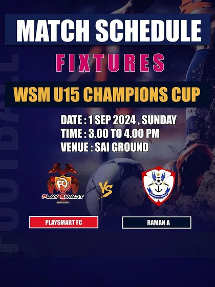 The WSM U15 Champions Cup returns. Fixture announcement for our match against Raman A.