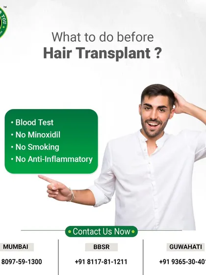 Before your surgery, there are important steps to take. This graphic lists essential pre-operative instructions, such as getting a blood test and avoiding certain medications like Minoxidil, to ensure a safe and effective procedure.