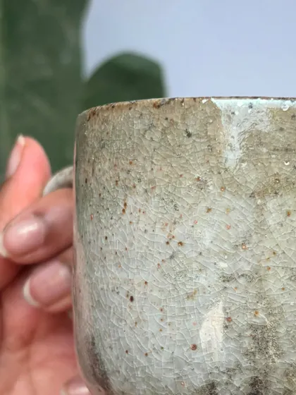 A macro shot of the incredible crackle effect on our Shino glaze. These tiny details are what make each piece so special.