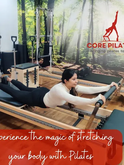 Experience the magic of stretching your body with Pilates. This long stretch on the Reformer lengthens the spine and strengthens the core.