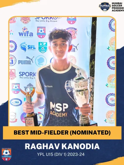 Raghav Kanodia, nominated for Best Midfielder in the YPL U15.