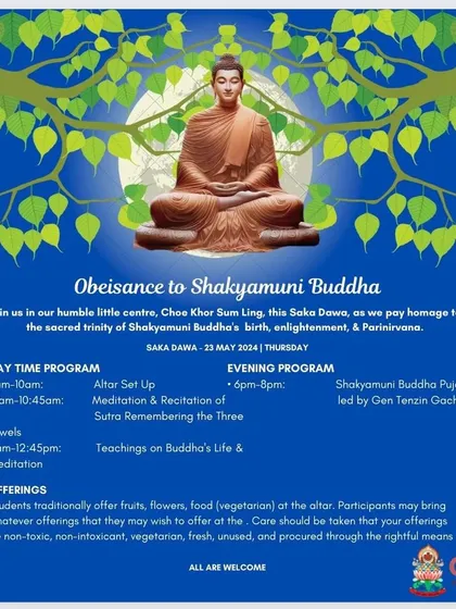 An invitation to our Saka Dawa celebrations, one of the most sacred days in the Buddhist calendar. We commemorate the Buddha's birth, enlightenment, and parinirvana with a full day of pujas, teachings, and meditation.