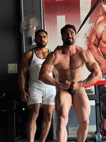 Even in the off-season, we practice posing to track progress.